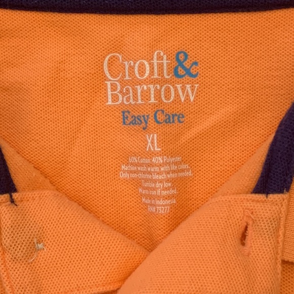 CROFT & BARROW POLO SHIRT ORANGE TEXTURED PIQUE SHORT SLEEVE COLLAR X-LARGE - Picture 3 of 6